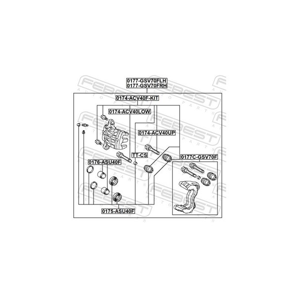 Styrbult, bromsok Febest 0174-ACV40F-KIT FEBEST