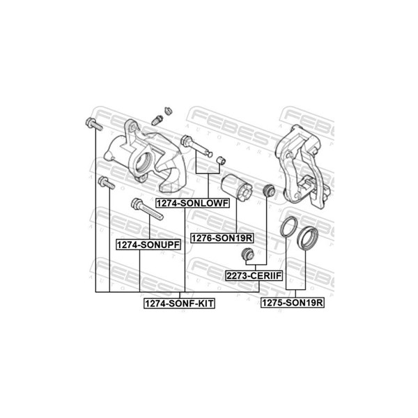 Reparationssats, bromsok, Bakaxel Febest 1275-SON19R FEBEST