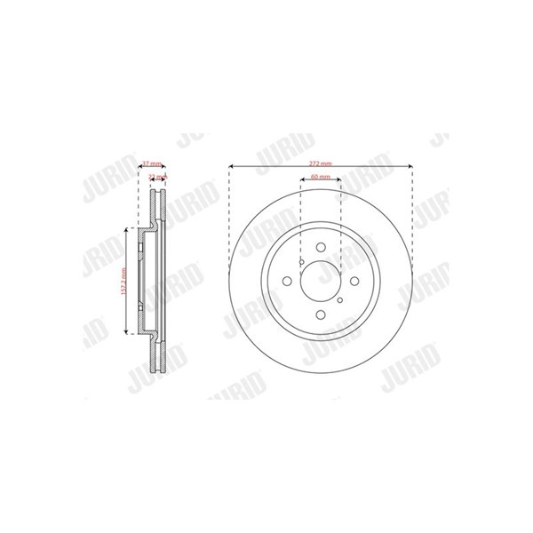 Bromsskiva Ventilerad, Framaxel Jurid 563816JC JURID