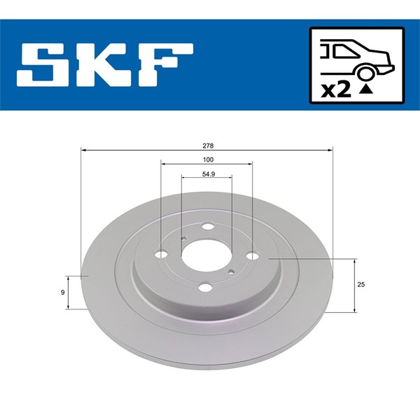 Bromsskiva Solid, Bakaxel Skf VKBD 90260 S2 SKF Bromsskiva Solid, Bakaxel Skf VKBD 90260 S2 SKF