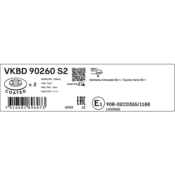 Bromsskiva Solid, Bakaxel Skf VKBD 90260 S2 SKF Bromsskiva Solid, Bakaxel Skf VKBD 90260 S2 SKF