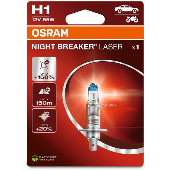 Halogenlampa Osram Night Breaker Laser H1 P14.5s Osram 64150NL-1B OSRAM