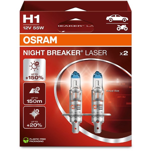 Halogenlampa Osram Night Breaker Laser H1 P14.5s, Universal OSRAM