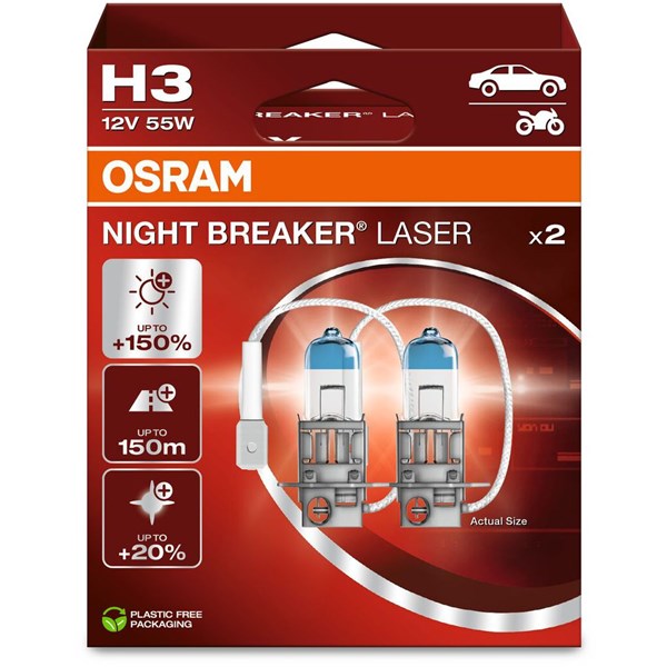 Halogenlampa Osram Night Breaker Laser H3 PK22s Osram 64151NL-2HB OSRAM