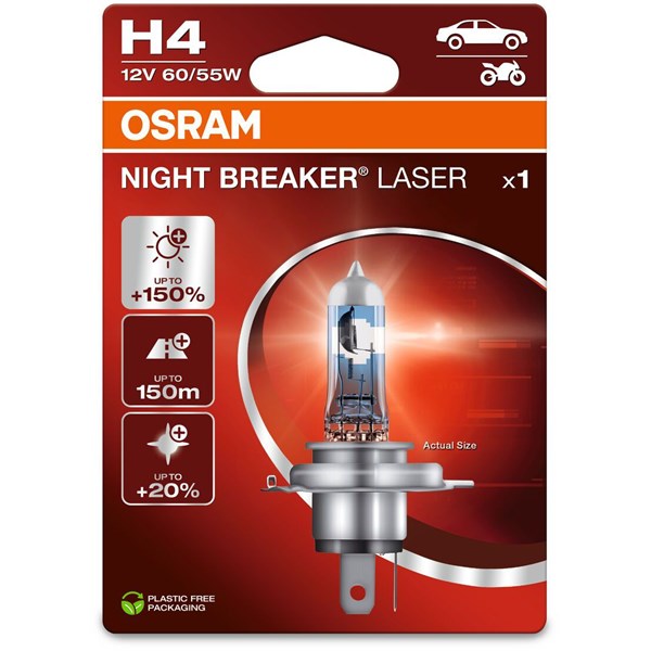 Halogenlampa Osram Night Breaker Laser H4 P43t Osram 64193NL-1BL OSRAM