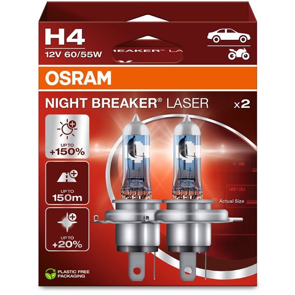 Halogenlampa Osram Night Breaker Laser H4 P43t Osram 64193NL-2HB OSRAM