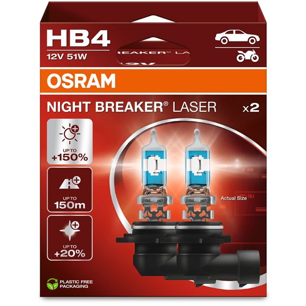 Halogenlampa Osram Night Breaker Laser HB4 P22d Osram 9006NL-2HB OSRAM