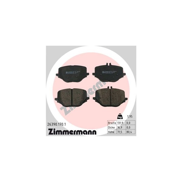 Bromsbeläggsats, Bakaxel Zimmermann 26390.170.1 ZIMMERMANN
