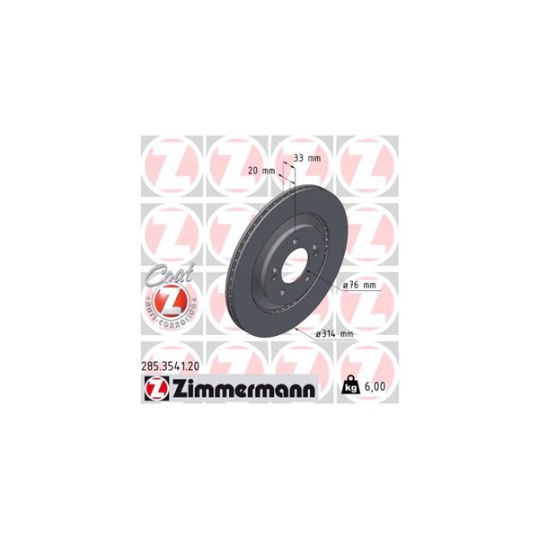 Bromsskiva Externt ventilerad, Bakaxel Zimmermann 285.3541.20 ZIMMERMANN