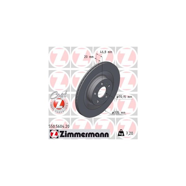 Bromsskiva Ventilerad, Bakaxel Zimmermann 550.5604.20 ZIMMERMANN