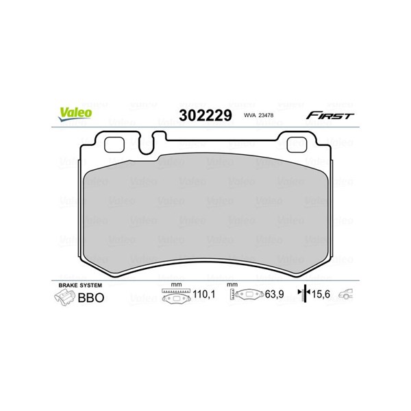 Bromsbeläggsats, Bakaxel Valeo 302229 VALEO