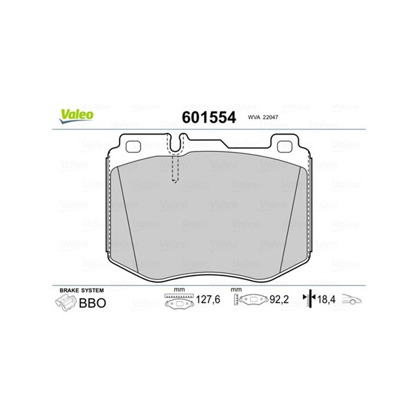 Bromsbeläggsats, Framaxel Valeo 601554 VALEO