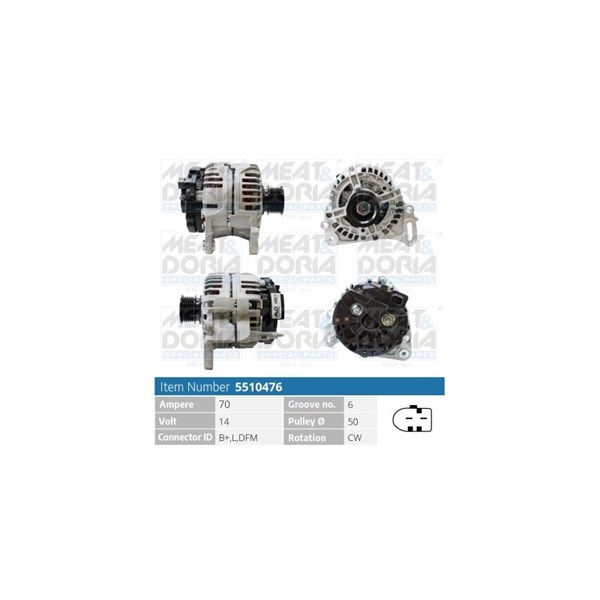 Generator 14V 70A Meat & doria 5510476 MEAT & DORIA