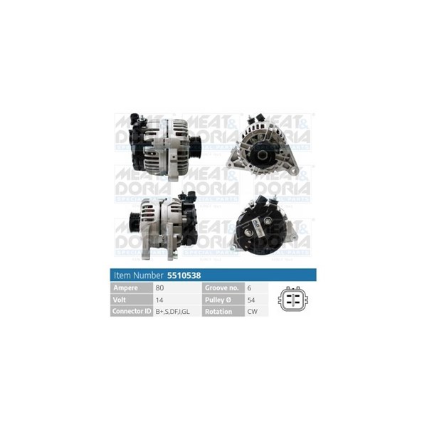 Generator 14V 80A Meat & doria 5510538 MEAT & DORIA