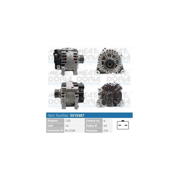 Generator 14V 120A Meat & doria 5515387 MEAT & DORIA