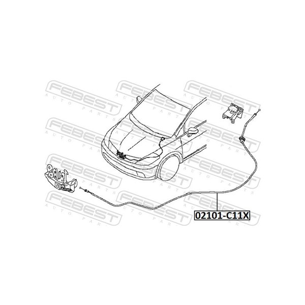 Vajer, motorhuv Febest 02101-C11X FEBEST