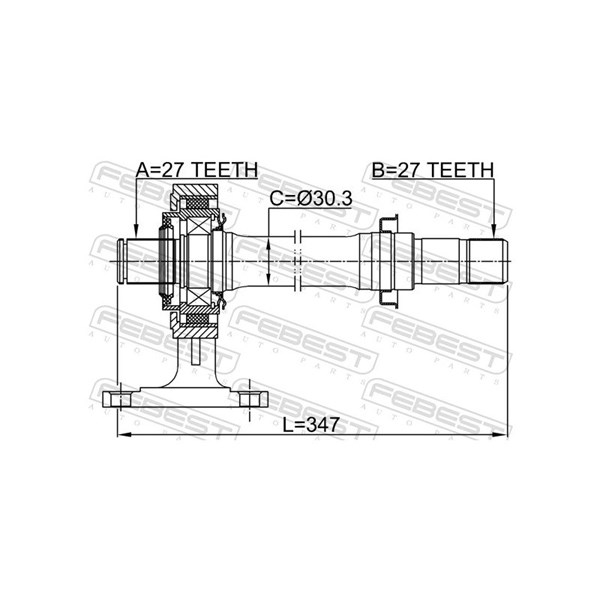 Drivaxel, framaxel höger Febest 0312-LX15RH FEBEST