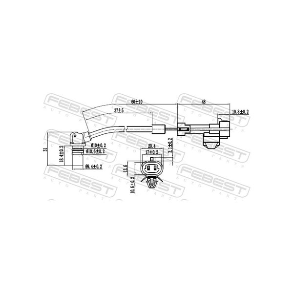 ABS-givare, Sensor, hjulvarvtal, Framaxel Febest 10606-004 FEBEST