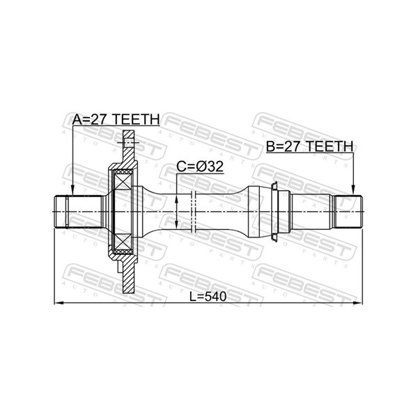 Drivaxel, framaxel höger Febest 1612-246RH FEBEST