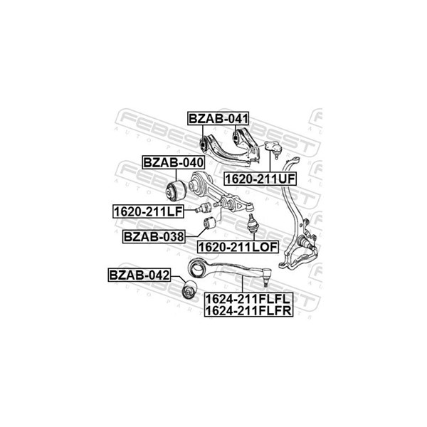 Kulled / Spindelled, Ytter, Nedre framaxel Febest 1620-211LOF FEBEST