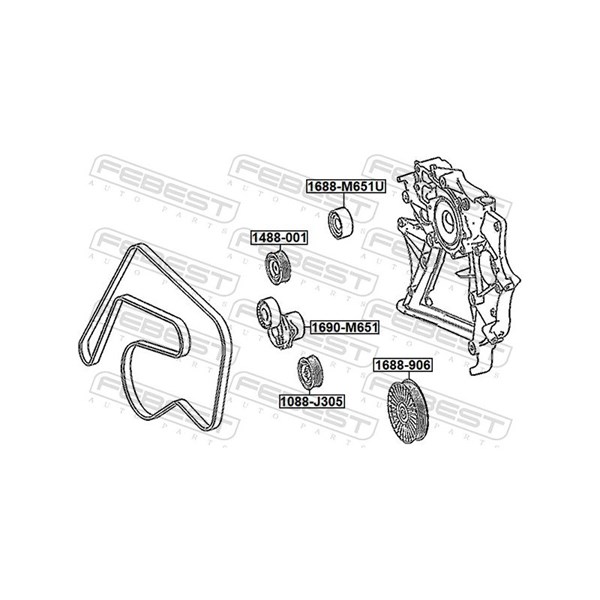 Styrrulle, drivrem Febest 1688-OM651U FEBEST Styrrulle, drivrem Febest 1688-OM651U FEBEST
