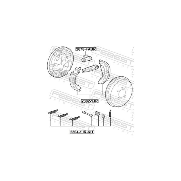Tillbehörssats, bromsbackar, parkeringsbroms Febest 2304-1JR-KIT FEBEST