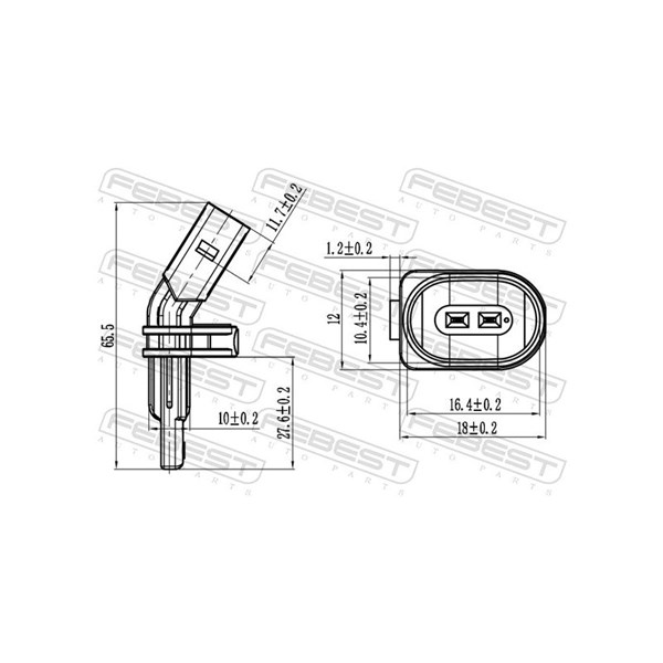 ABS-givare, Sensor, hjulvarvtal, framaxel höger Febest 23606-015 FEBEST
