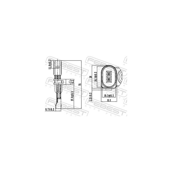 ABS-givare, Sensor, hjulvarvtal, Bakaxel Febest 23606-016 FEBEST