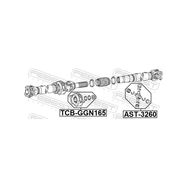 Mellanlager, kardanaxel Febest TCB-GGN165 FEBEST