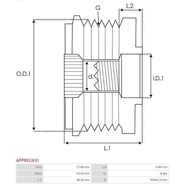 Frihjulskoppling, generator As-pl AFP9013(V) AS-PL