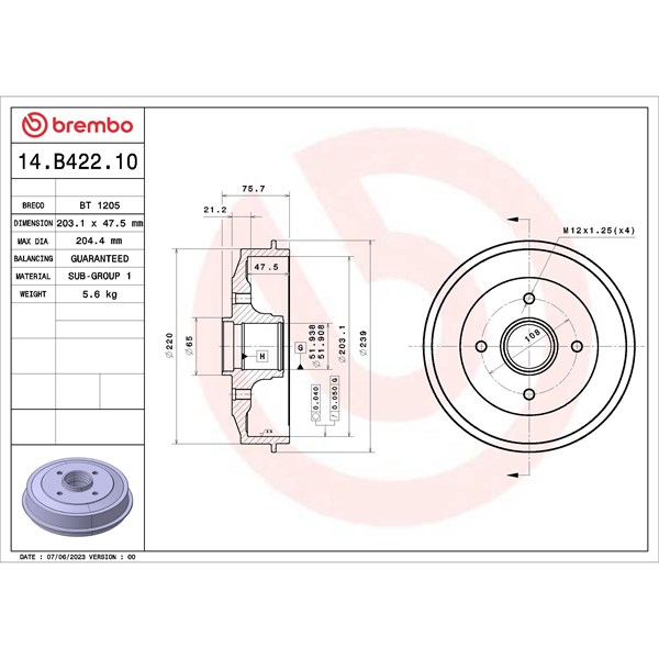 Bromstrumma, Bakaxel Brembo 14.B422.10 BREMBO