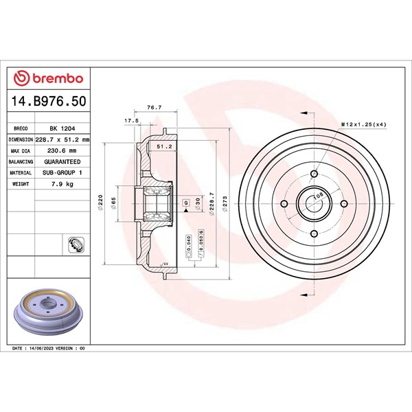Bromstrumma, Bakaxel Brembo 14.B976.50 BREMBO