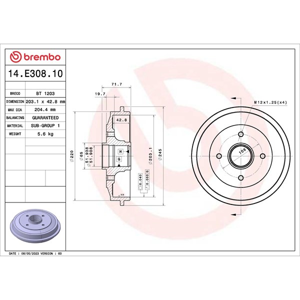 Bromstrumma, Bakaxel Brembo 14.E308.10 BREMBO