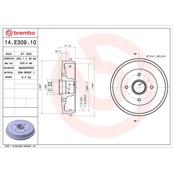 Bromstrumma, Bakaxel Brembo 14.E309.10 BREMBO