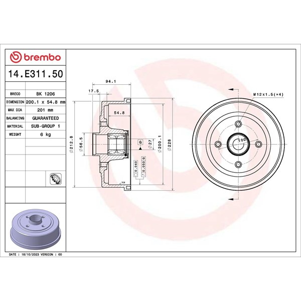 Bromstrumma, Bakaxel Brembo 14.E311.50 BREMBO