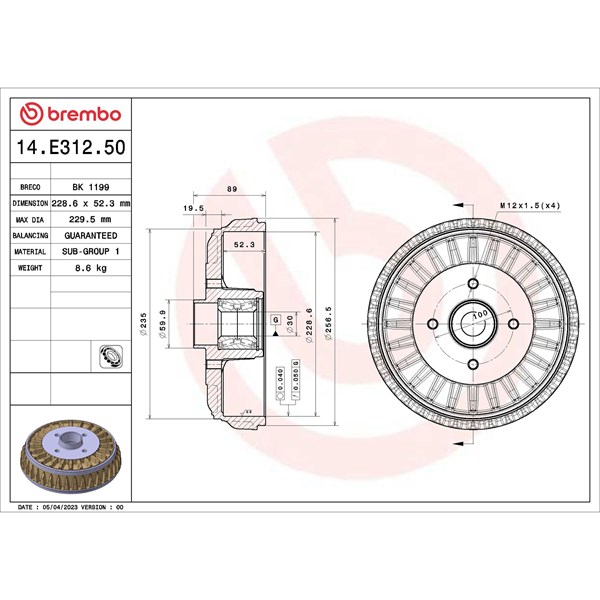 Bromstrumma, Bakaxel Brembo 14.E312.50 BREMBO