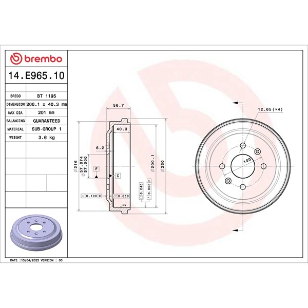 Bromstrumma, Bakaxel Brembo 14.E965.10 BREMBO