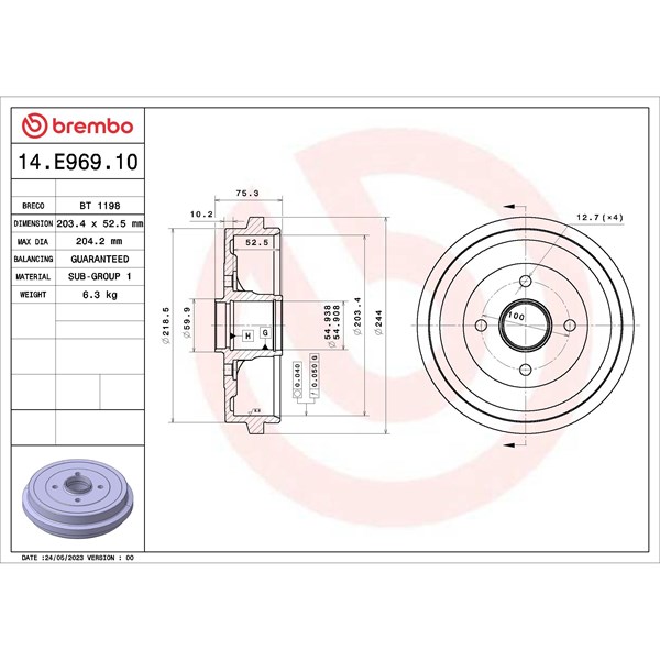 Bromstrumma, Bakaxel Brembo 14.E969.10 BREMBO