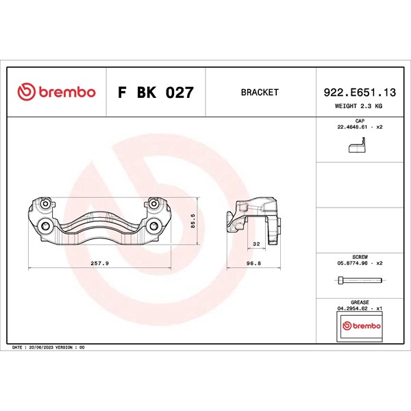 Monteringssats, bromsok, Framaxel, Höger, Vänster Brembo F BK 027 BREMBO Monteringssats, bromsok, Framaxel, Höger, Vänster Brembo F BK 027 BREMBO