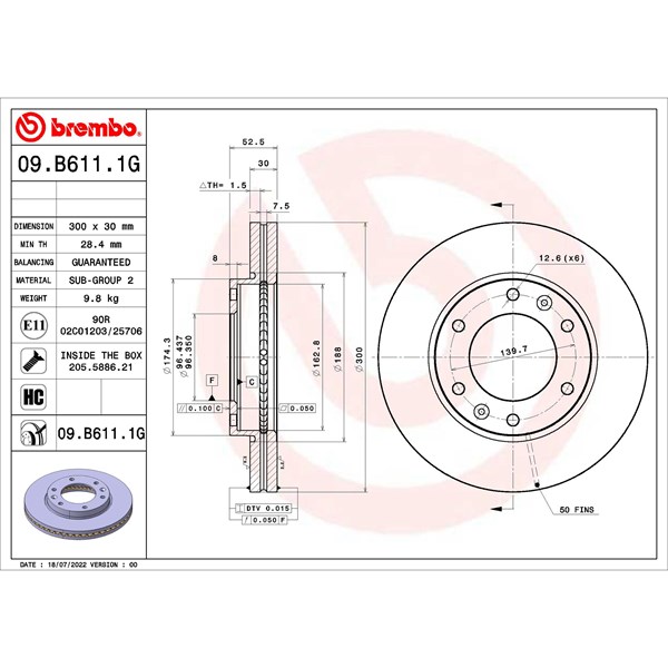 Bromssats, Skivbroms Ventilerad, Framaxel Brembo KT 10 019 BREMBO