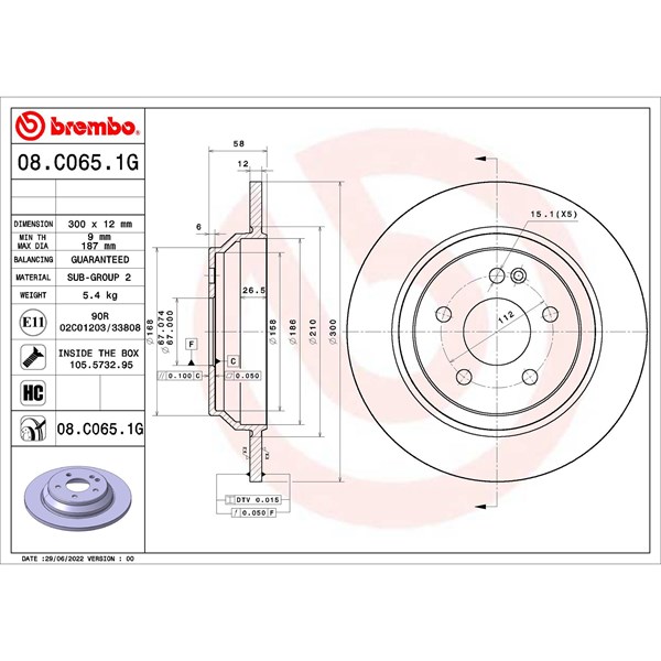 Bromssats, Skivbroms Solid, Bakaxel Brembo KT 10 032 BREMBO Bromssats, Skivbroms Solid, Bakaxel Brembo KT 10 032 BREMBO