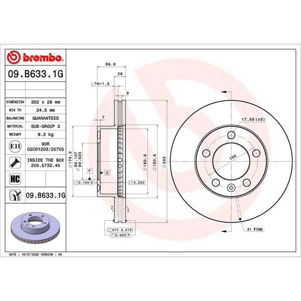Bromssats, Skivbroms Ventilerad, Framaxel Brembo KT 10 034 BREMBO