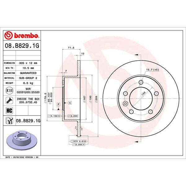 Bromssats, Skivbroms Solid, Bakaxel Brembo KT 10 036 BREMBO