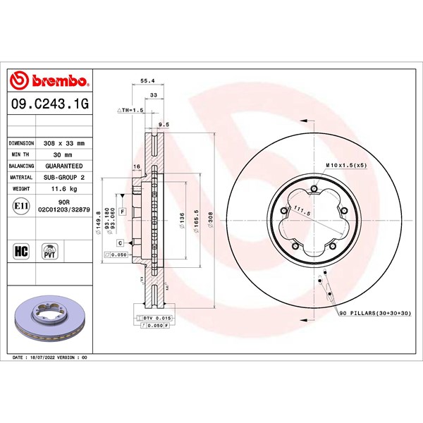 Bromssats, Skivbroms Ventilerad, Framaxel Brembo KT 10 059 BREMBO Bromssats, Skivbroms Ventilerad, Framaxel Brembo KT 10 059 BREMBO