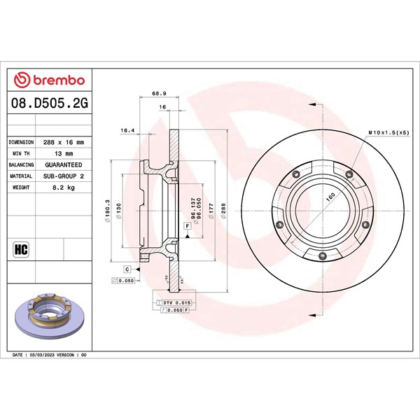 Bromssats, Skivbroms Solid, Bakaxel Brembo KT 10 060 BREMBO Bromssats, Skivbroms Solid, Bakaxel Brembo KT 10 060 BREMBO