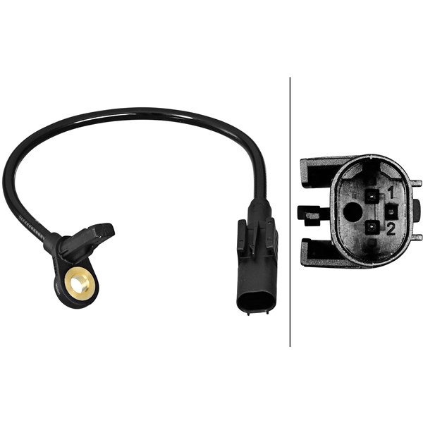 ABS-givare, Sensor, hjulvarvtal, Bakaxel Hella 6PU 358 217-021 HELLA