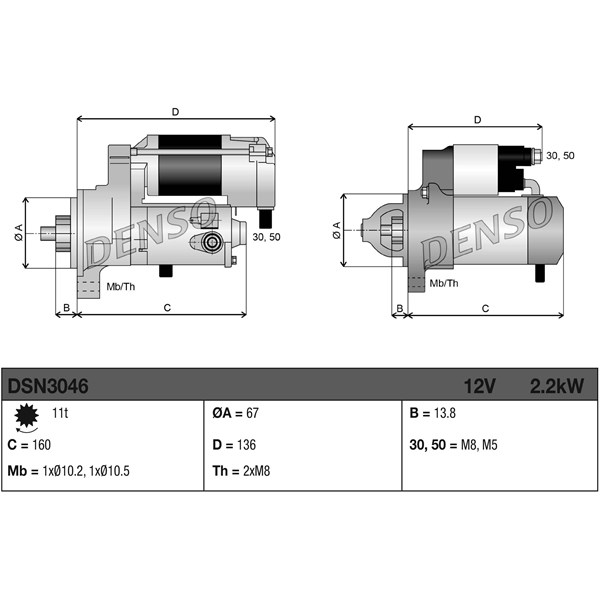 Startmotor 12V Denso DSN3046 DENSO