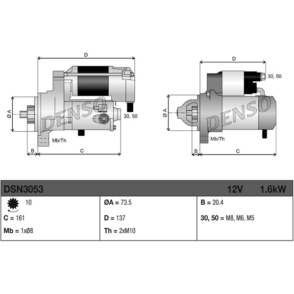 Startmotor 12V Denso DSN3053 DENSO