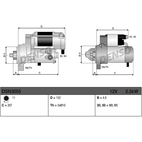 Startmotor 12V Denso DSN3055 DENSO