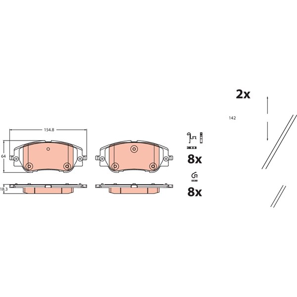 Bromsbeläggsats, Framaxel Trw GDB2478 TRW